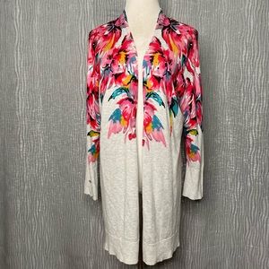 Longline open floral cardigan